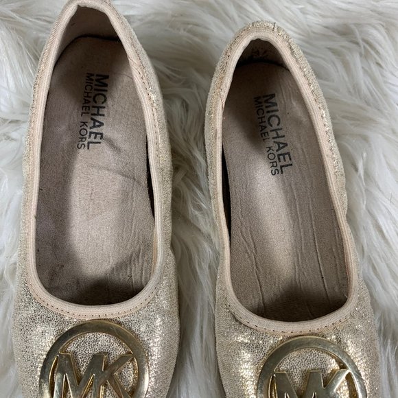 Michael Kors Girls 13 Gold Shimmer Ballet Flat - Picture 2 of 4